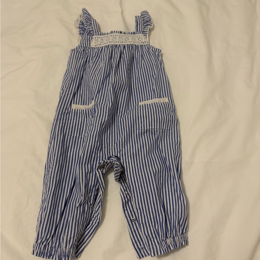 Blue Striped Baby Coverall